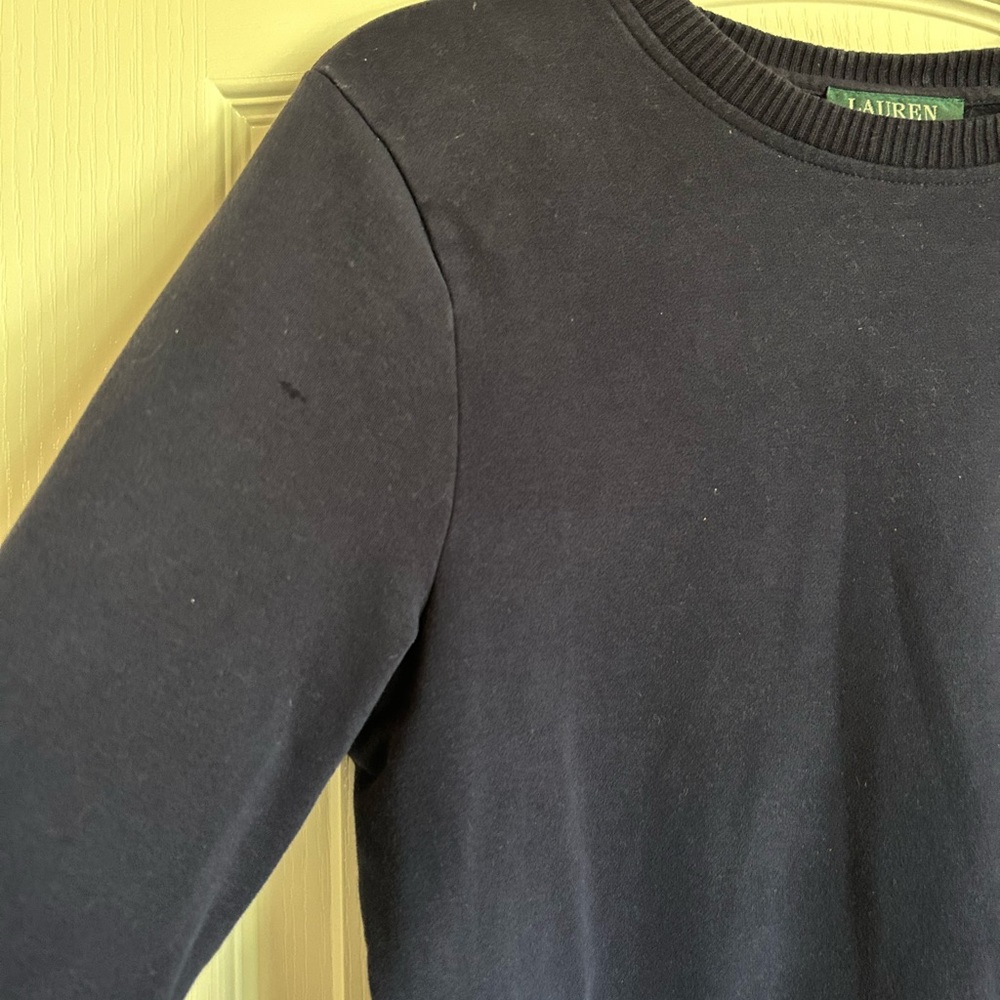 Ralph Lauren Petite navy blue pullover sweatshirt zipper pockets petite large - Picture 4 of 10